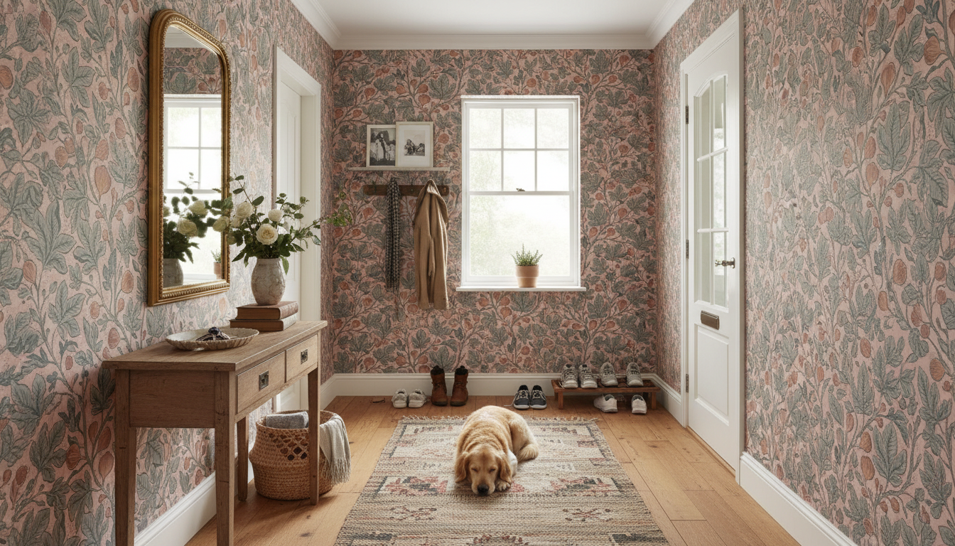 Fig Tree - Terra - Elegant botanisk tapet med handmålade fikonblad