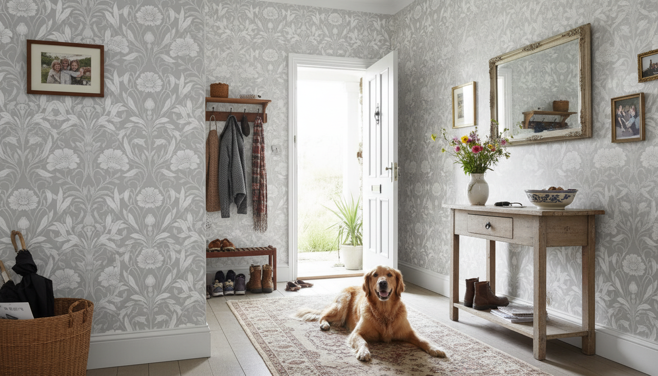 Isabelle - Grå - Klassisk tapet med damastmönster i grå toner