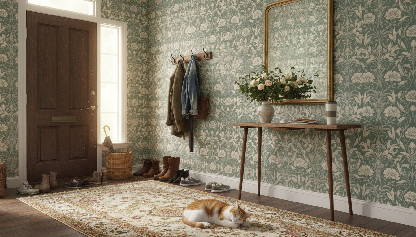 Isabelle - Grön - Klassisk tapet med damastmönster i gröna toner