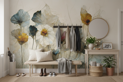Konst Dry Flower Bouquet - Fototapet med akvarellmålad torkad blombukett – fototapet med unikt motiv som skapar en inspire...