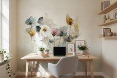 Konst Dry Flower Bouquet - Fototapet med akvarellmålad torkad blombukett – fototapet med unikt motiv som skapar en inspire...