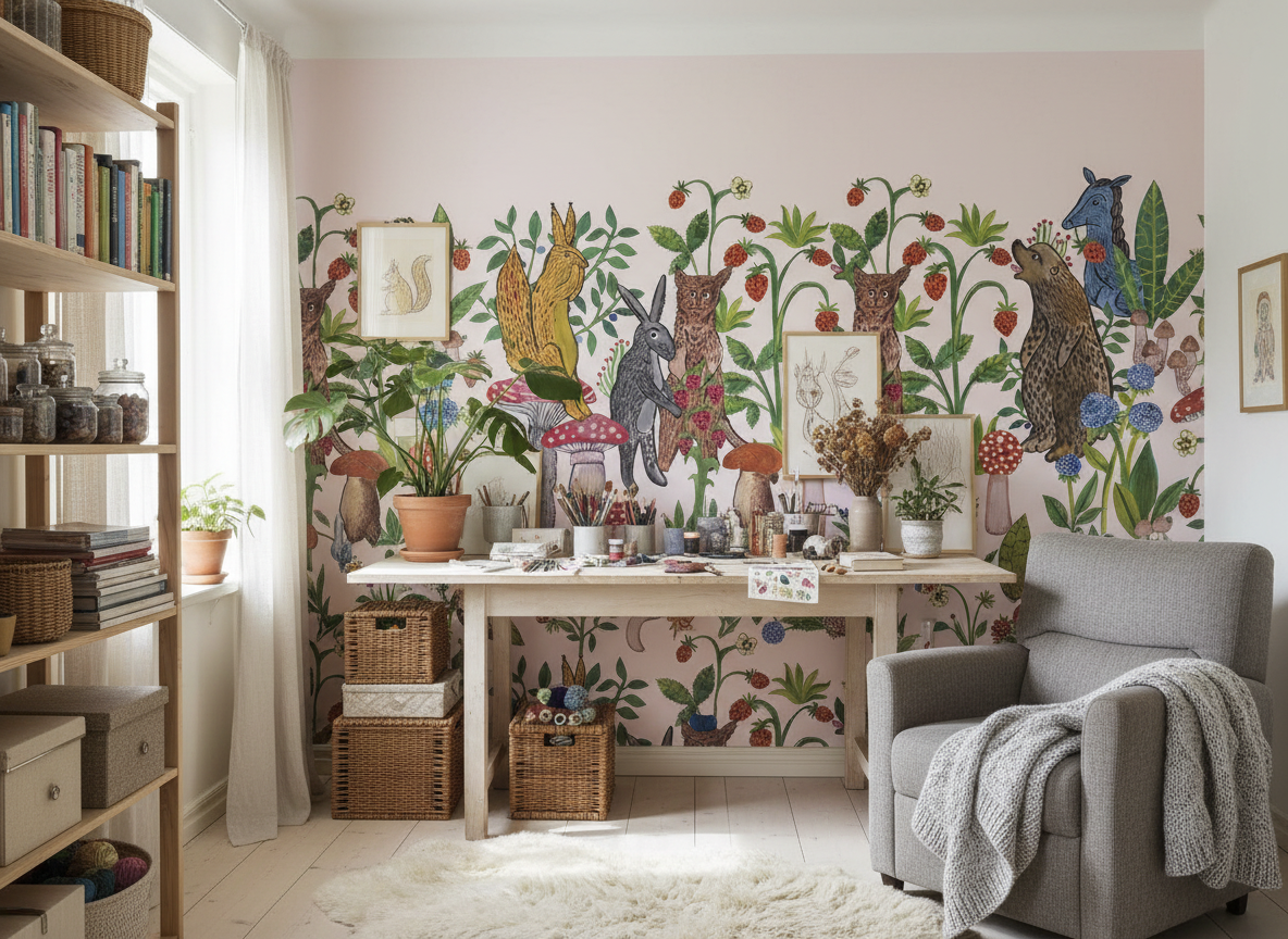 Mushroom Picking - Fototapet med sagolikt svampplock