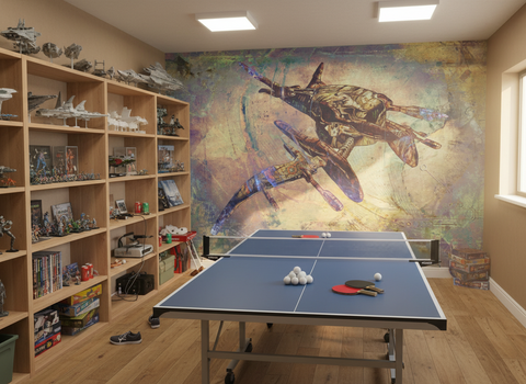 Space ship art - Futuristiskt fototapet med rymdskeppsmotiv