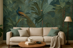Djungel Jungle Birds Garden No2 – Exotisk fototapet med tropisk påfågel – fototapet med unikt motiv som skapar en inspirer...