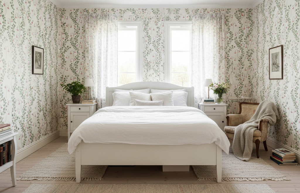 Linnea Borealis - Planta - Klassisk svensk blomstertapet med småländsk landskapsblomma