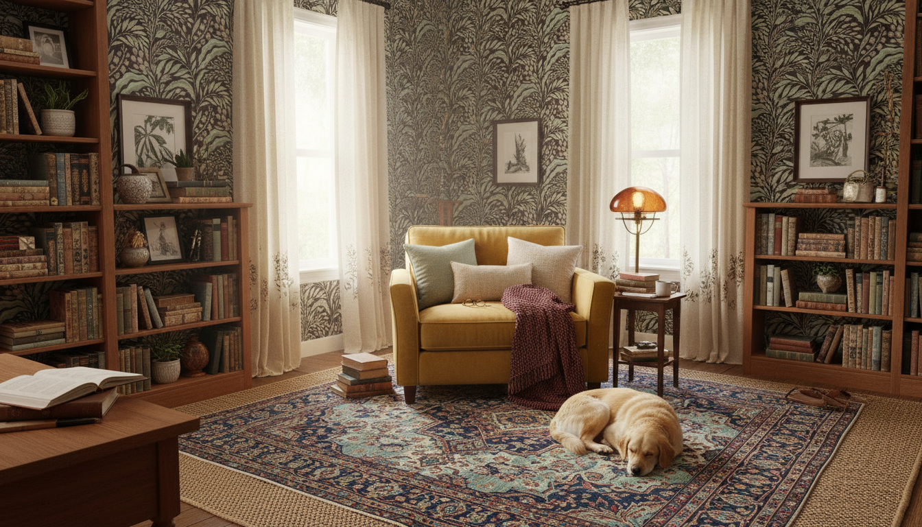 Growing Garden - Dark Colorway - Tapet med kvistar och blad i mörka toner