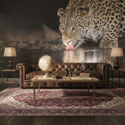 Eye of the tiger - Fototapet leopard ved vannhull rumsbild 7