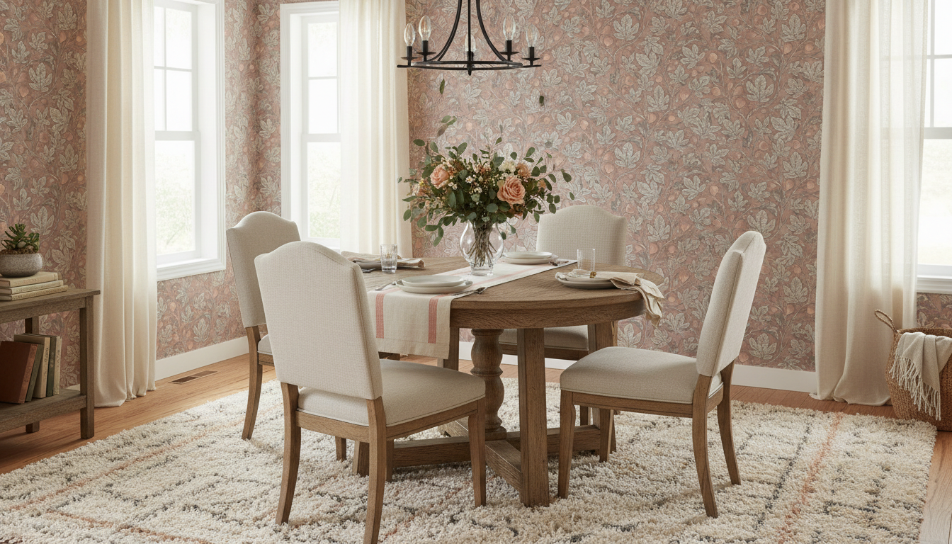 Fig Tree - Brown - Elegant botanisk tapet med handmålade fikonblad