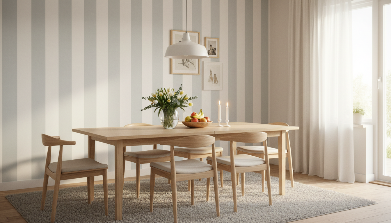 Big Stripes - Vit/Grå - Klassisk randig tapet i tidlös färgskala