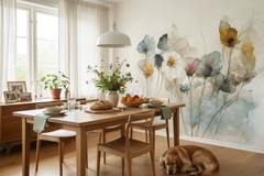 Konst Dry Flower Bouquet - Fototapet med akvarellmålad torkad blombukett – fototapet med unikt motiv som skapar en inspire...