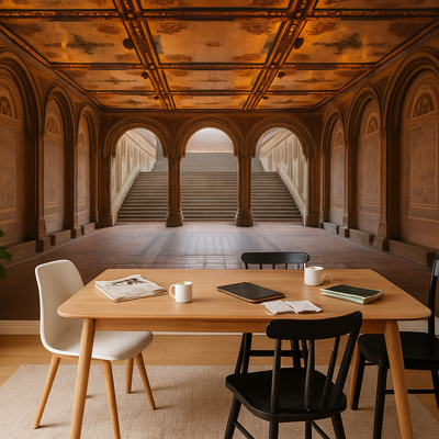 En tur i parken – Ikonisk arkitektur fra Central Park rumsbild 3