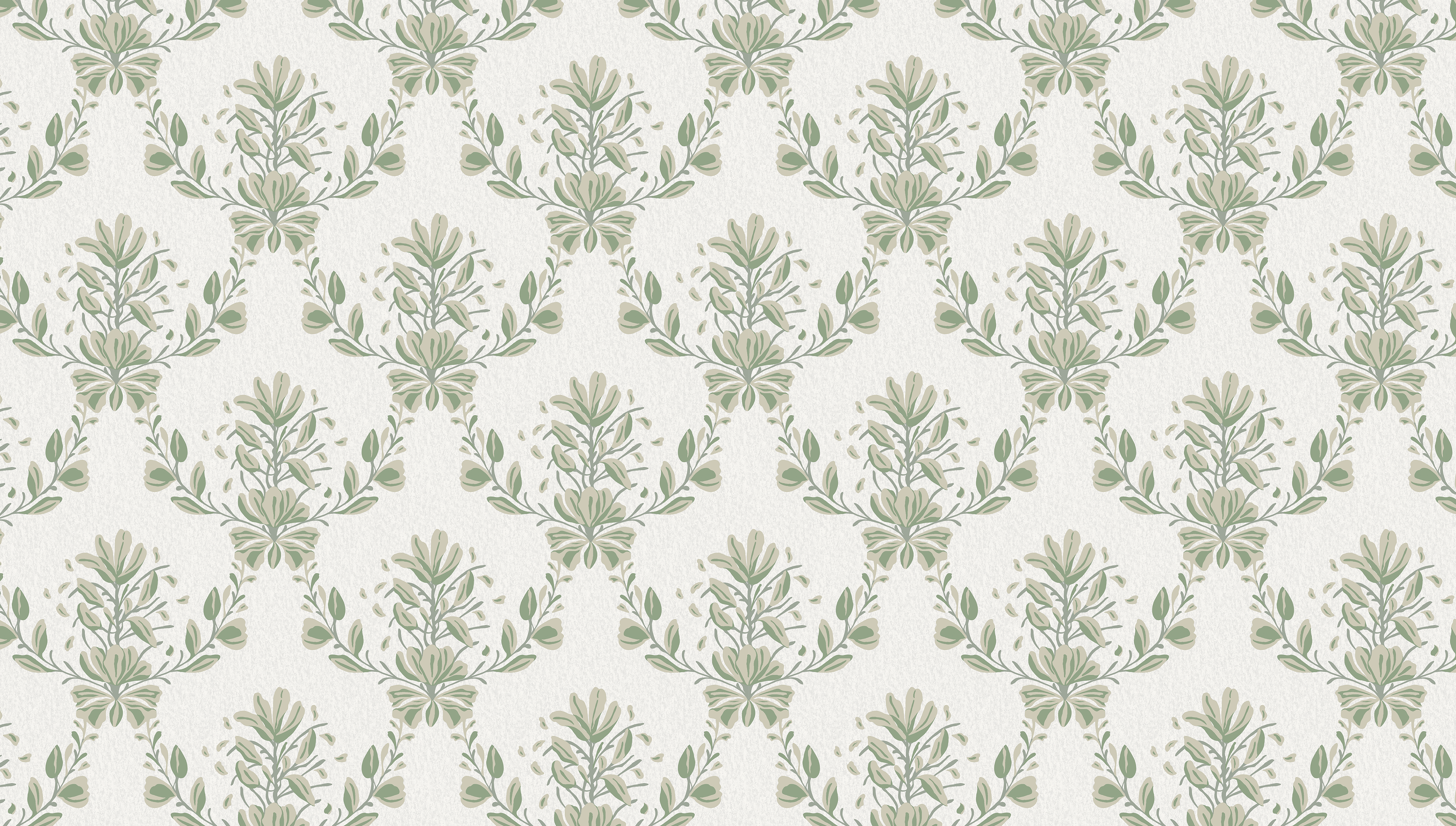 Spring Crocus - Light Green - Scandinavian floral wallpaper with a spring feel