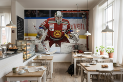 MORA IK Mora-Dalarnas stolthet - Fototapet målvakt i aktion – fototapet med unikt motiv som skapar en inspirerande fondvägg