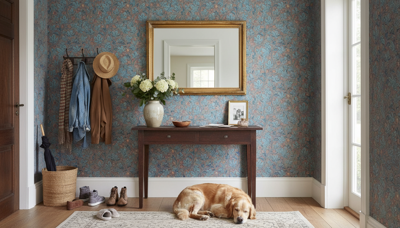 Fig Tree - Glow – Handmålad botanisk tapet med fikonträd