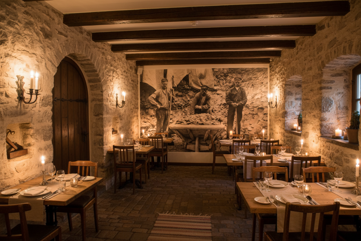 Stenhuggeri – Historiskt fototapet med autentisk hantverksanda