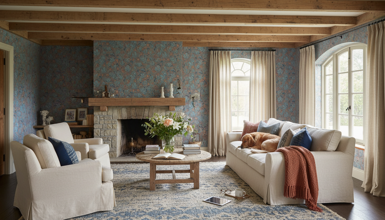 Fig Tree - Glow – Handmålad botanisk tapet med fikonträd