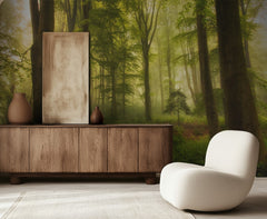 Misty Forest Sunlight