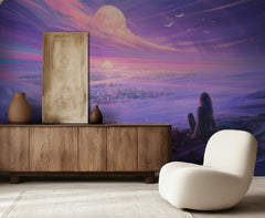 Girl Over Moonlit City