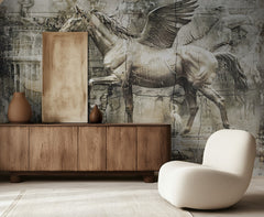 Ancient Distressed Pegasus Sculpture