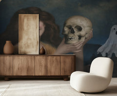Smiling Woman Holding Skull