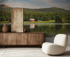Serene Lake Red Cabin