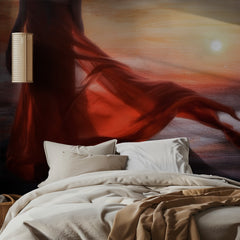 Flowing Red Dress Sunset