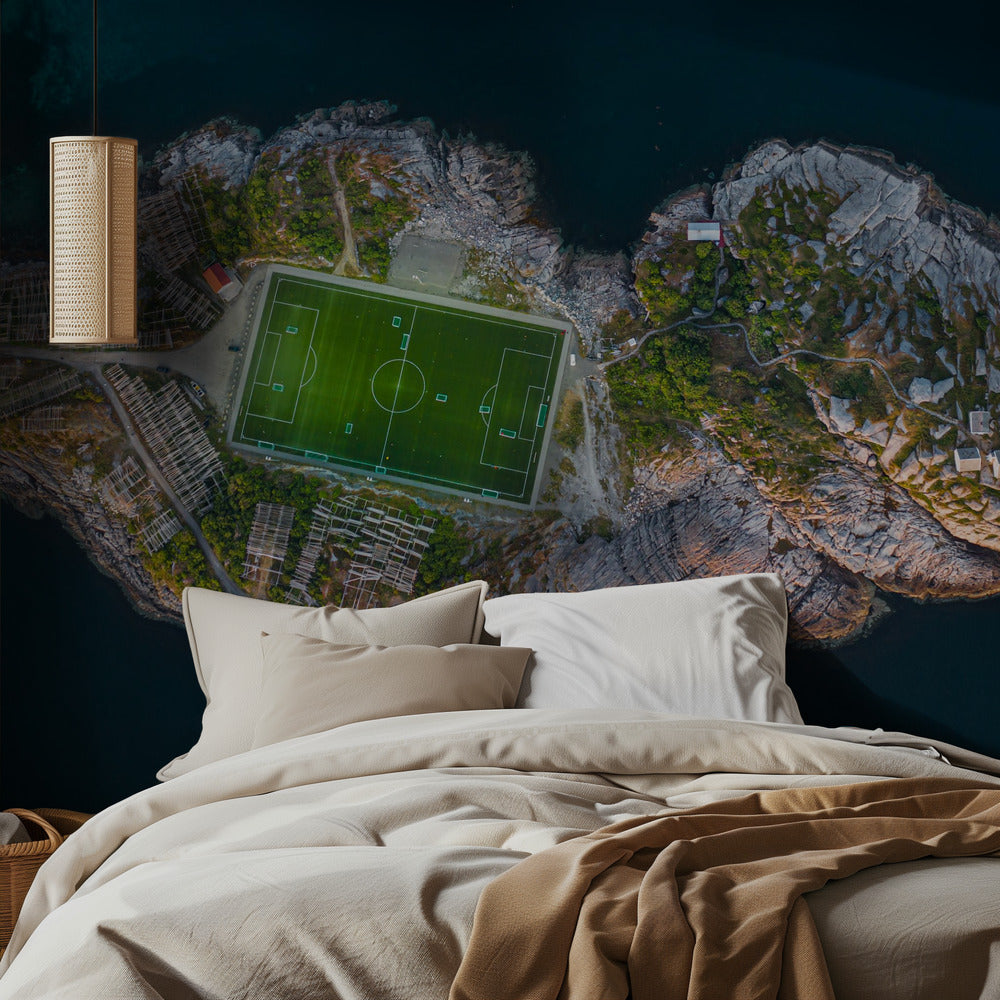 Football field on the edge of the world