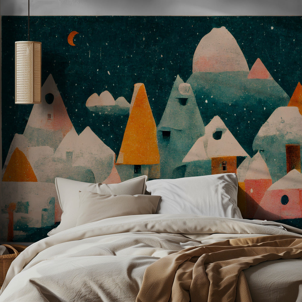 Little Village With Moon