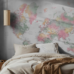 Soft Watercolor World Map