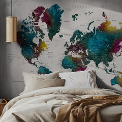 Vibrant Watercolor World Map