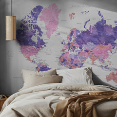 Pink Purple World Map