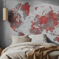 Red Gray World Map