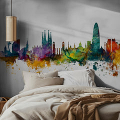 Barcelona Watercolor Skyline