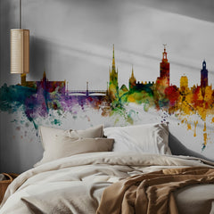 Stockholm Watercolor Skyline