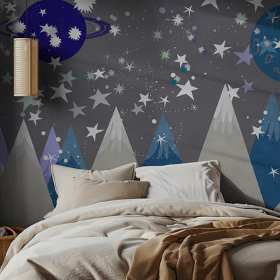 Night Sky Midnight Blue Kids Room Mural rumsbild 2
