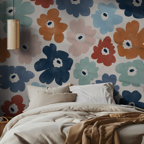 Blue rust – Abstrakt tapet med konstnärlig textur i blå och rostiga toner