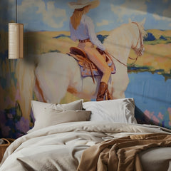 Cowgirl On White Horse