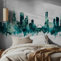 Teal Chicago Skyline