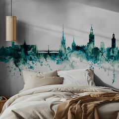 Stockholm Watercolor Skyline