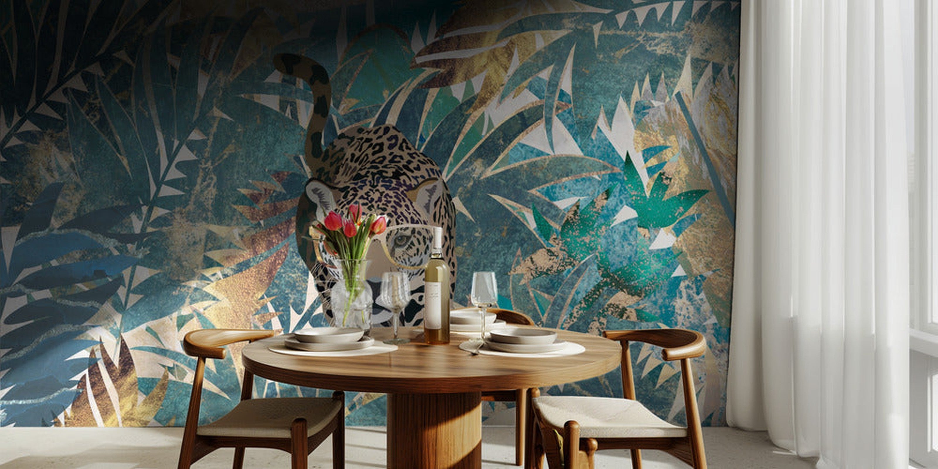 Jaguar Jungle Landscape Mural