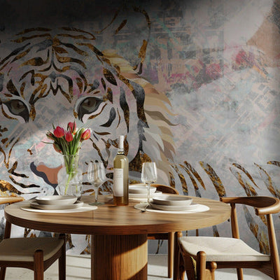 Grusete gullfarget tigermural rumsbild 3