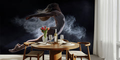 Sport BallerinaJump - Dramatiskt fototapet med balett och hopp – fototapet med unikt motiv som skapar en inspirerande fond...