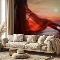 Flowing Red Dress Sunset