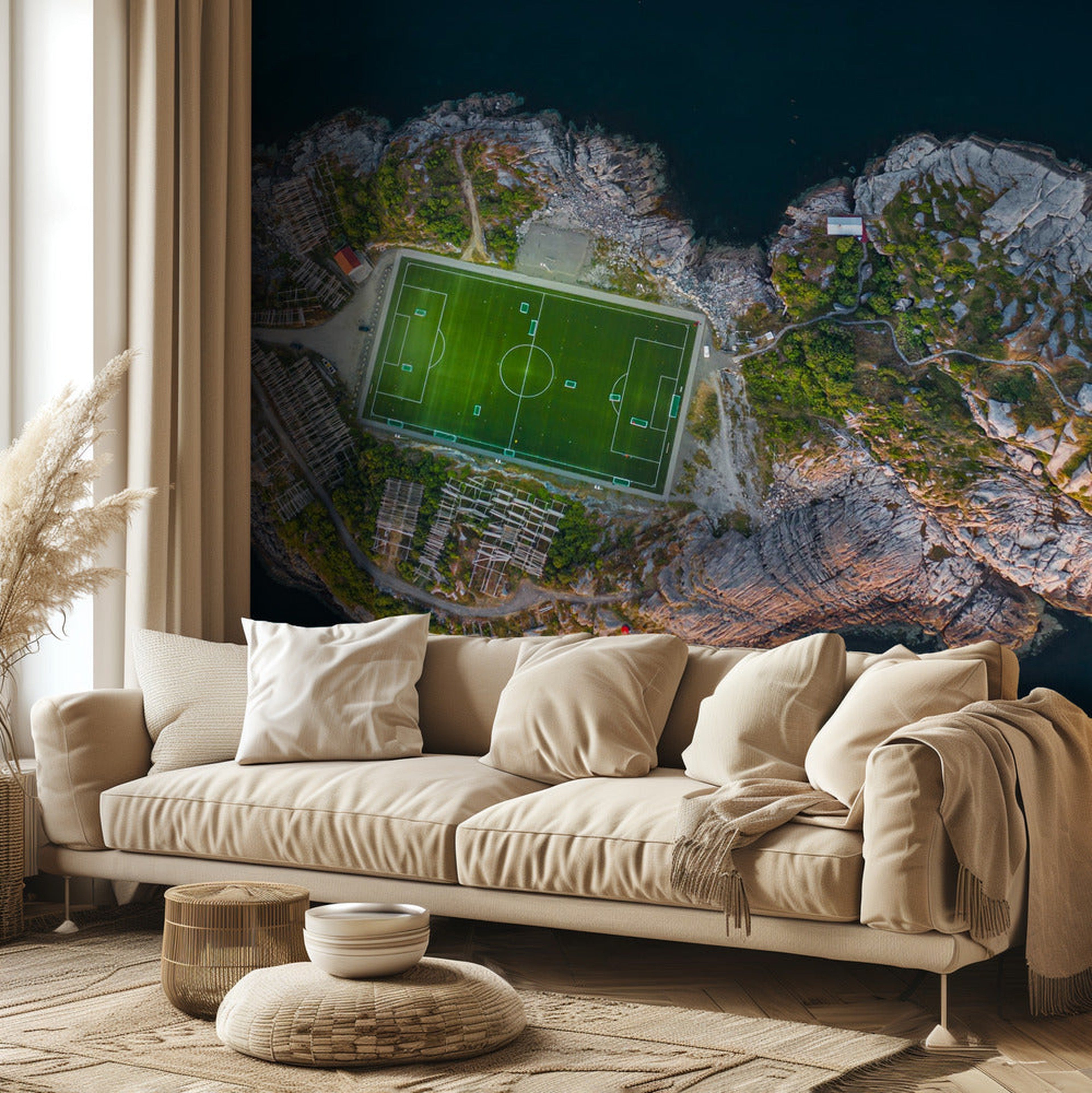 Football field on the edge of the world