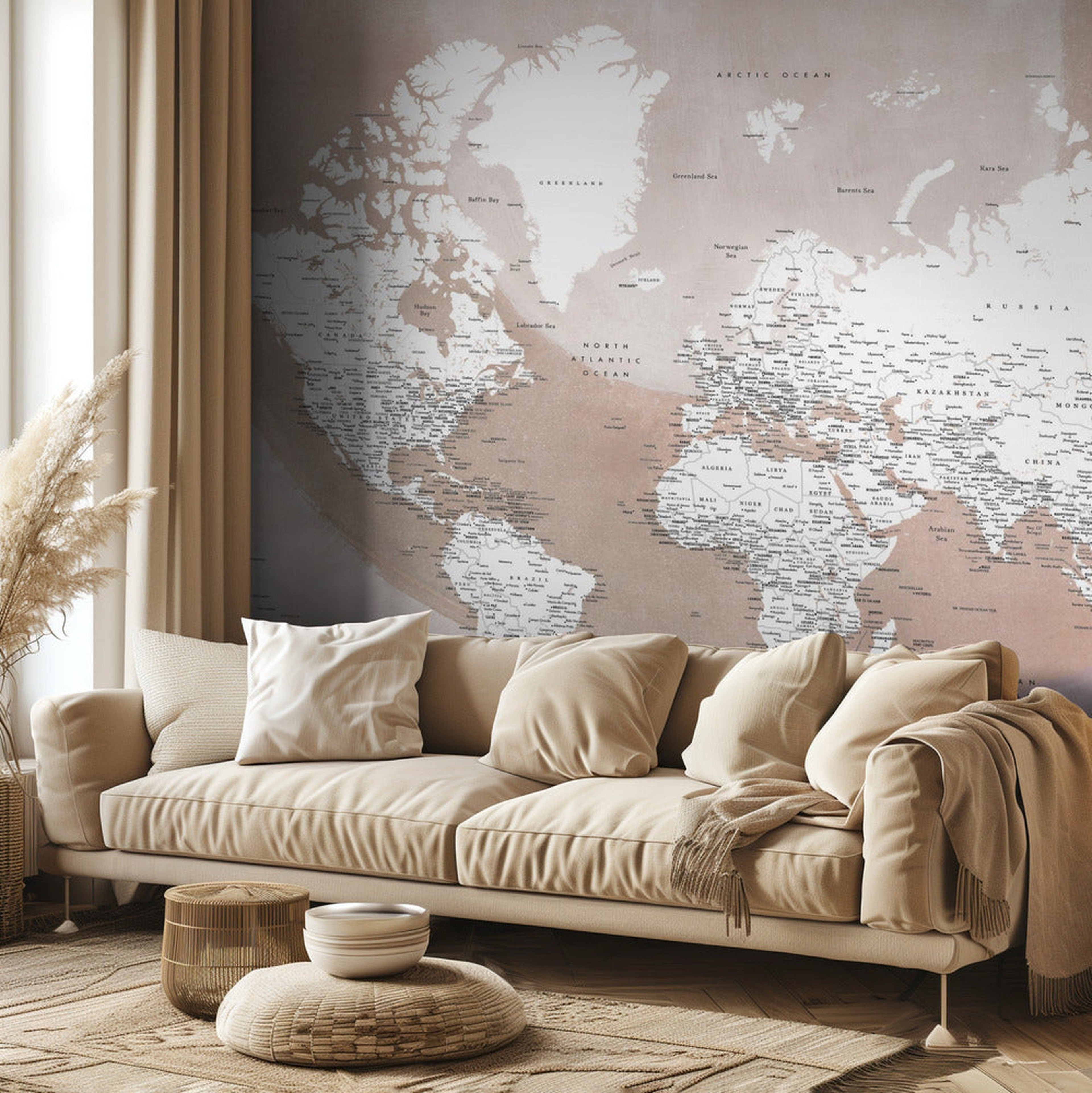 Detailed world map with cities Qawi