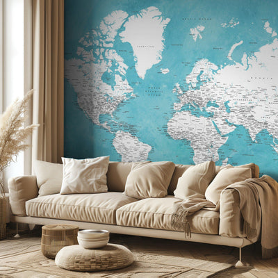Detailed world map with cities Idrak rumsbild 2