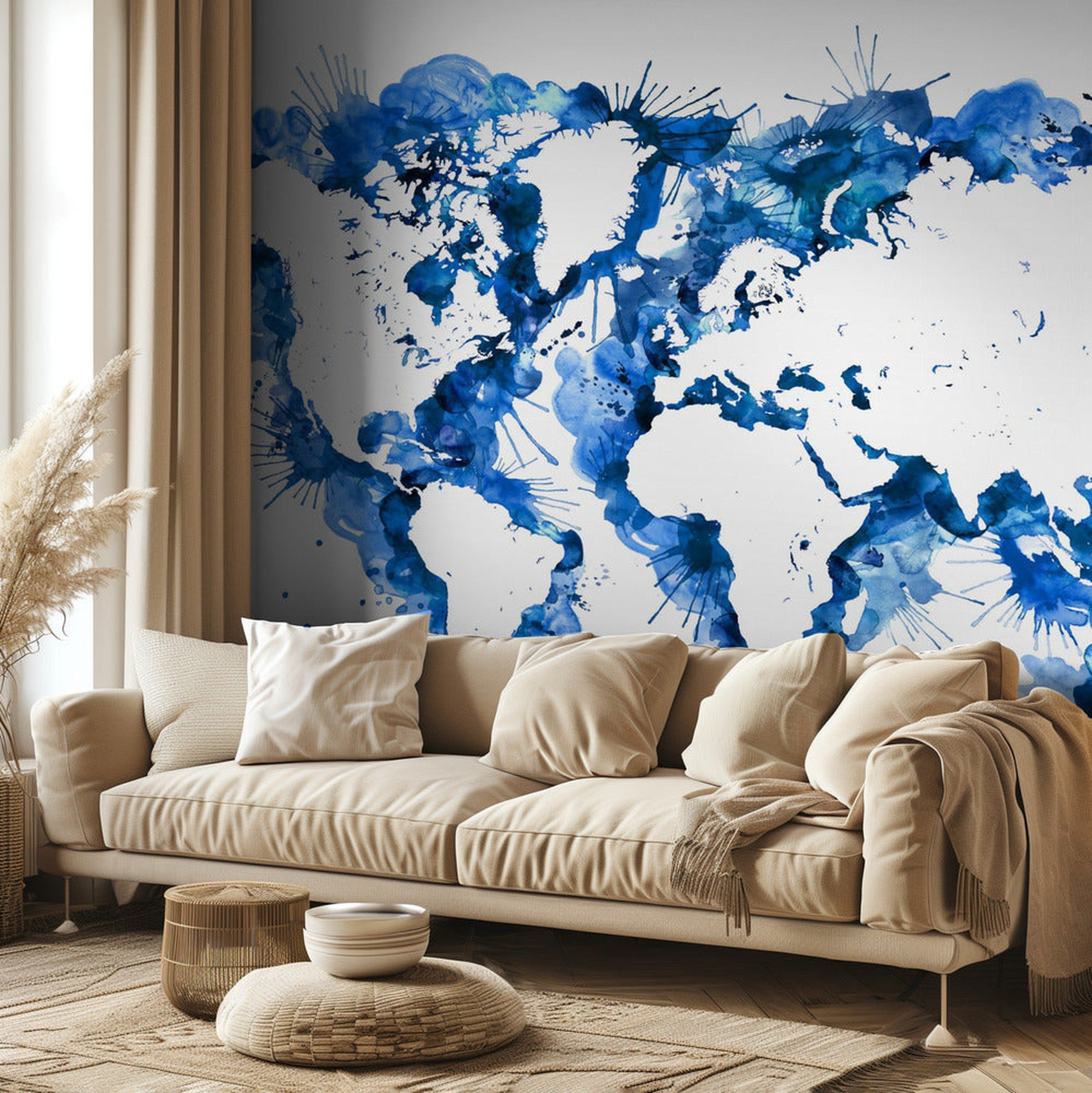 Blue strokes world map