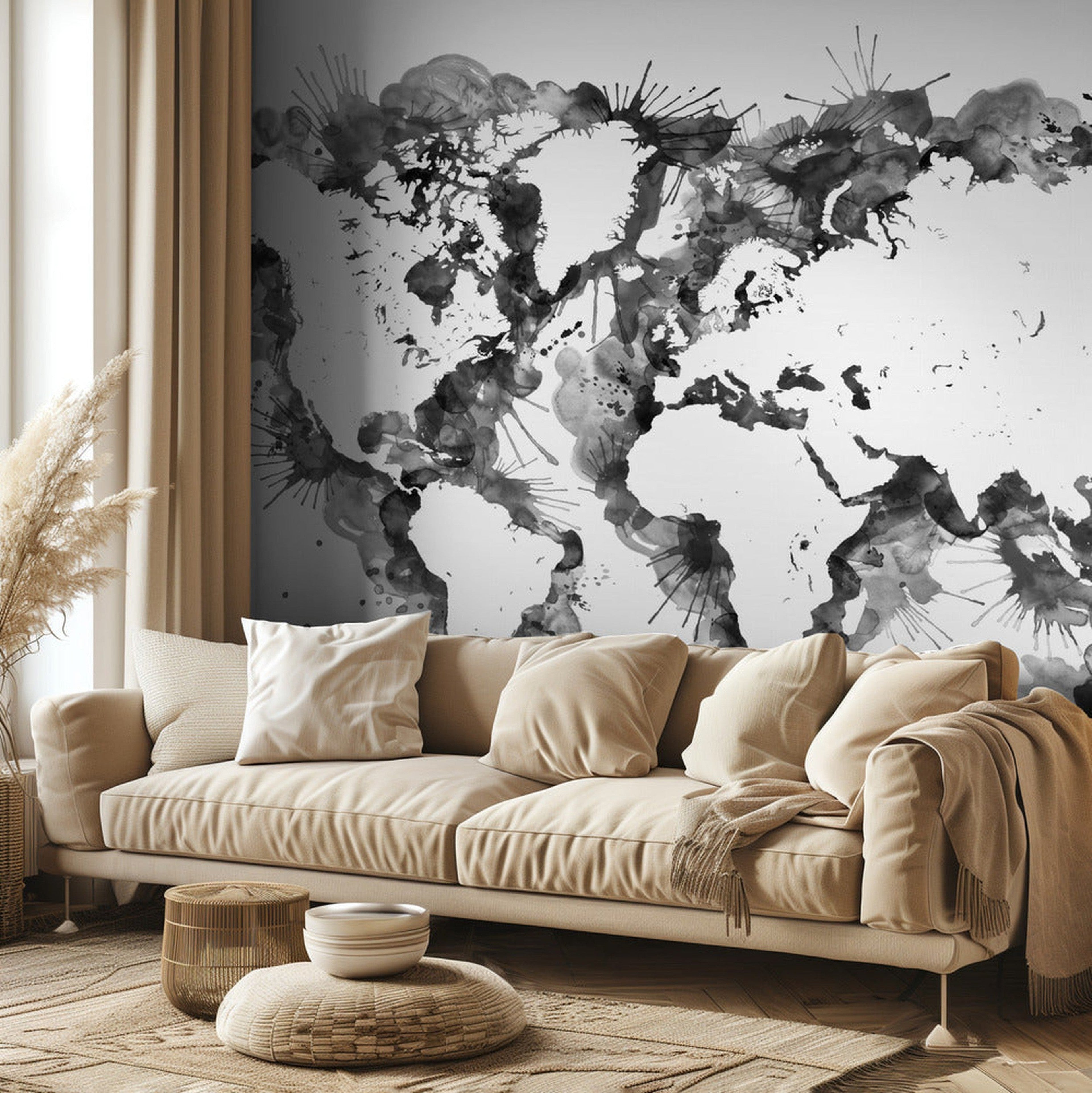 Gray strokes world map