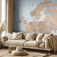 Kartor Neutral detailed map of Europe – kvalitetsprodukt för ett vackrare och mer hållbart hem