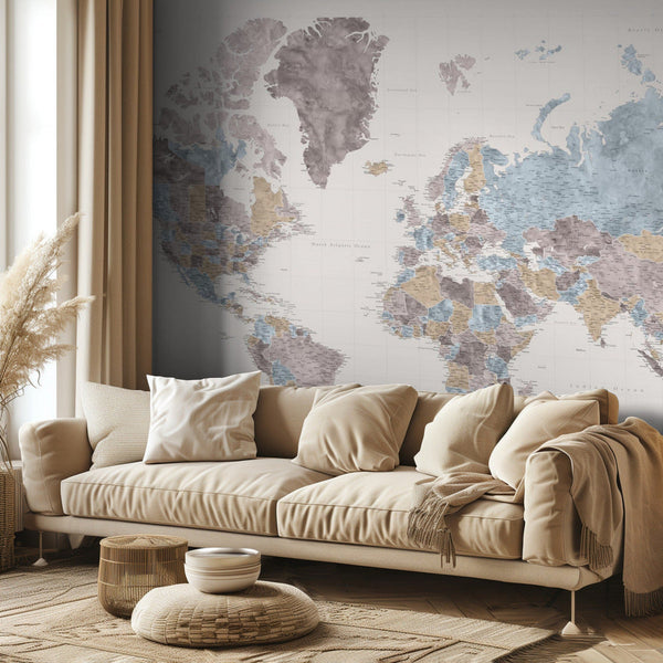 Mahler highly detailed world map with cities bild 2